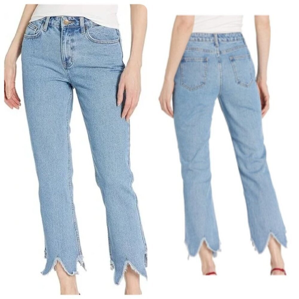 Anthropologie Evidnt Essen Relaxed Jeans Raw Hem Sz 28 Blue